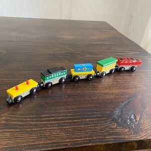 KidKraft‎ Wooden Magnetic Train Car Set 5pc Toys R Us Cargo Engine 2007